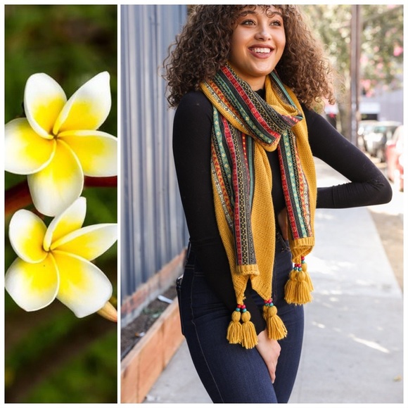 Bohemian Knit Braided & Tassel Scarf - Picture 5 of 7